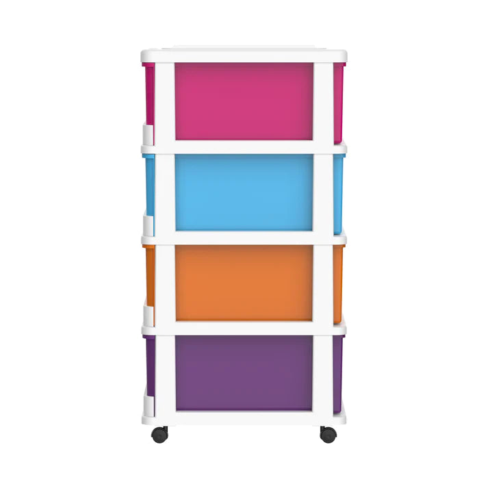 4 Tiers Storage Cabinet with Drawers & Wheels - Cosmoplast Qatar