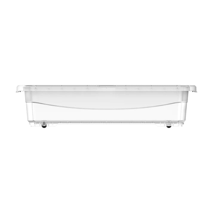 25L Clear Plastic Underbed Storage Box with Wheels & Lockable Lid - Cosmoplast Qatar