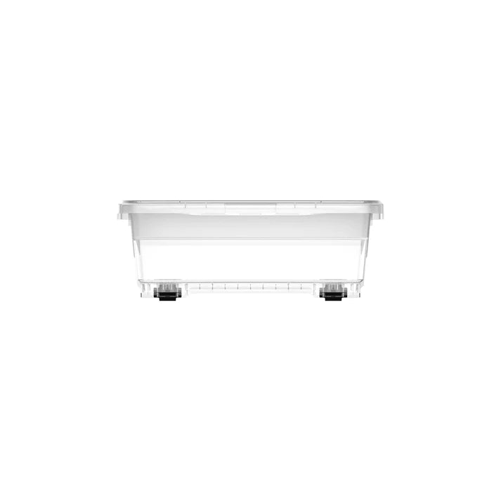 25L Clear Plastic Underbed Storage Box with Wheels & Lockable Lid - Cosmoplast Qatar