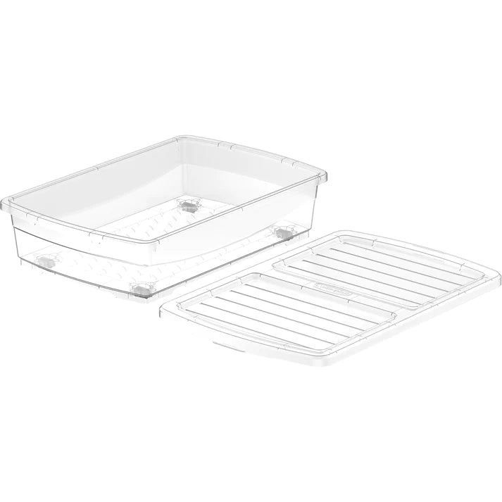 25L Clear Plastic Underbed Storage Box with Wheels & Lockable Lid - Cosmoplast Qatar