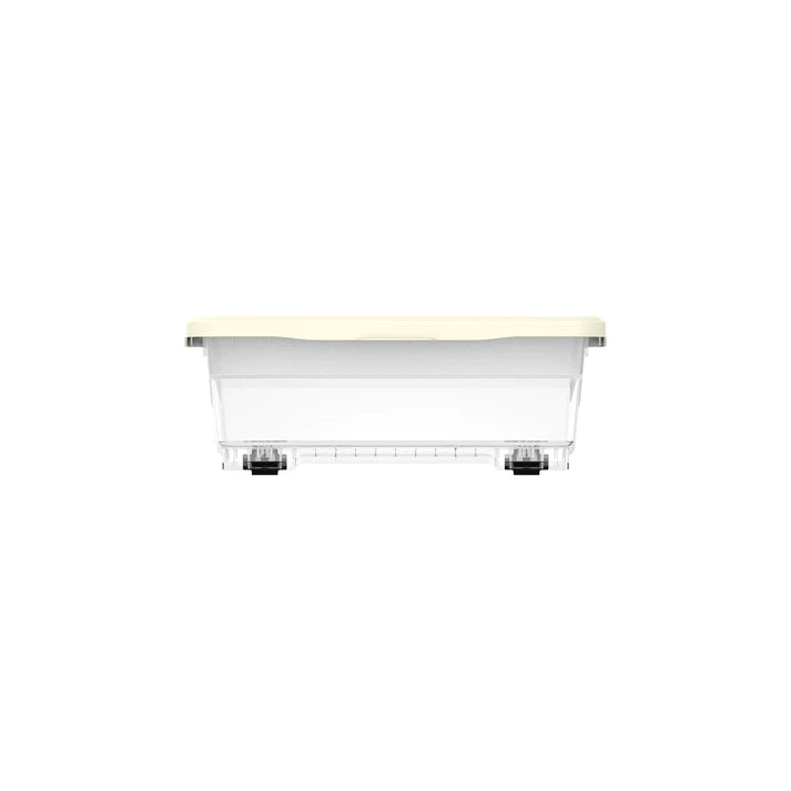 25L Clear Plastic Underbed Storage Box with Wheels & Lockable Lid - Cosmoplast Qatar