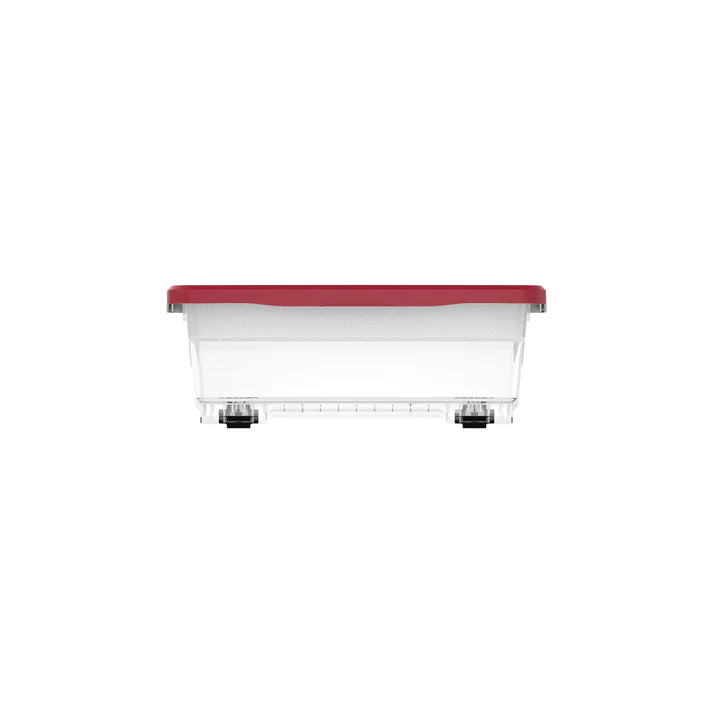 25L Clear Plastic Underbed Storage Box with Wheels & Lockable Lid - Cosmoplast Qatar
