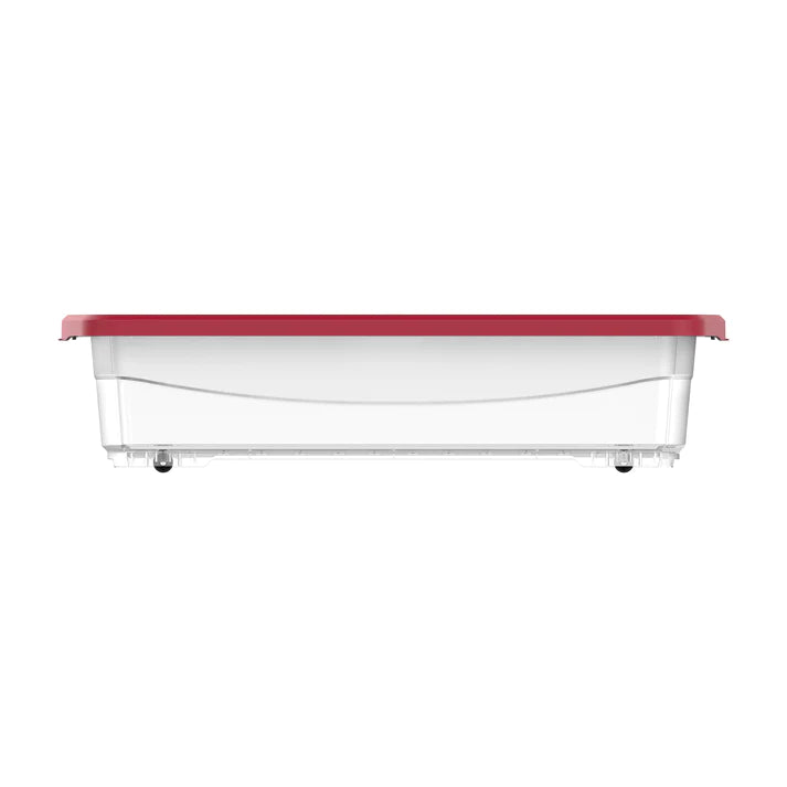 25L Clear Plastic Underbed Storage Box with Wheels & Lockable Lid - Cosmoplast Qatar
