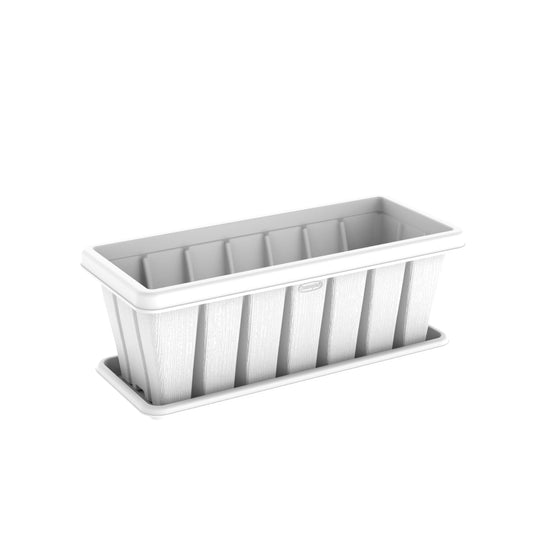 24" Cedargrain Rectangular Planter with Tray - Cosmoplast Qatar