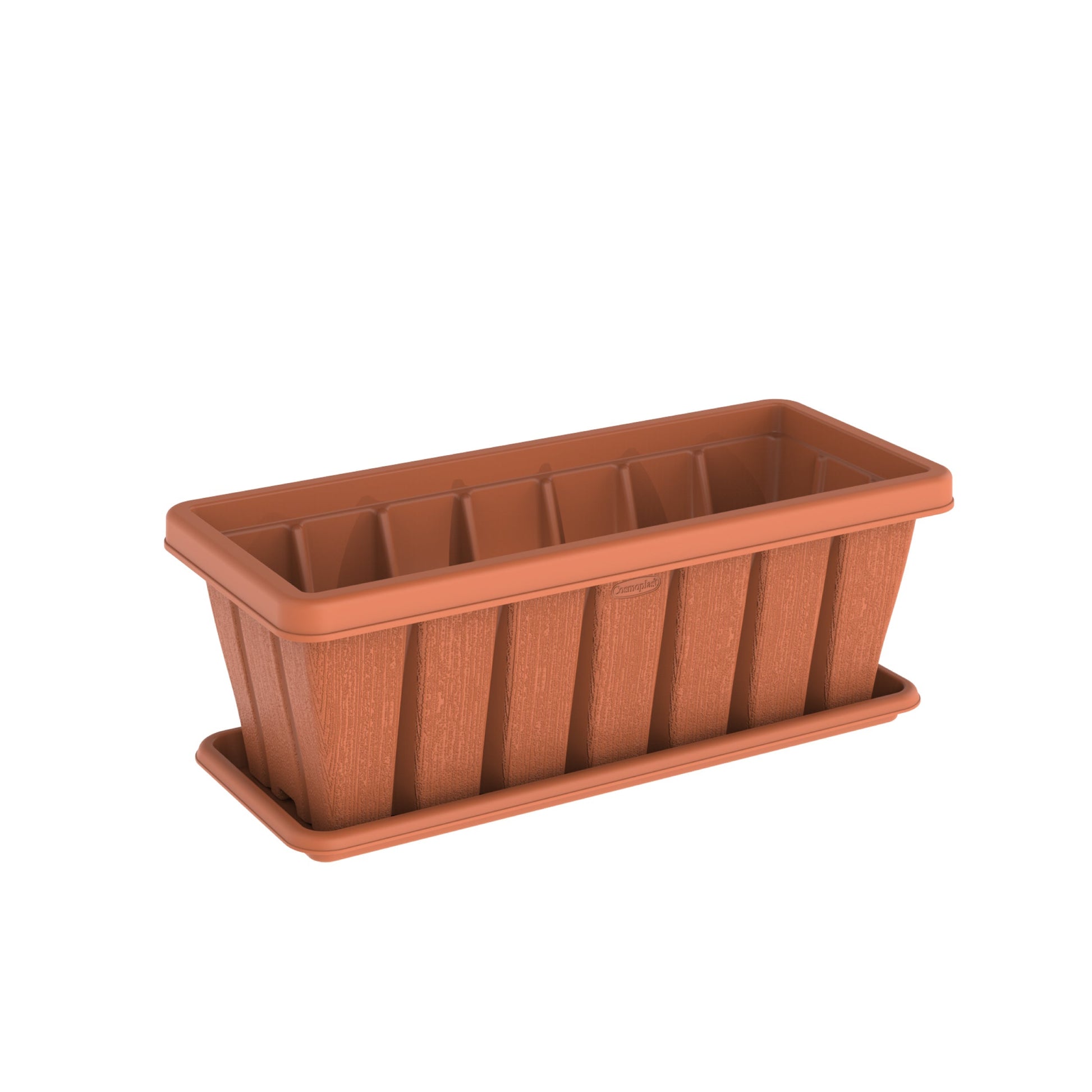 24" Cedargrain Rectangular Planter with Tray - Cosmoplast Qatar