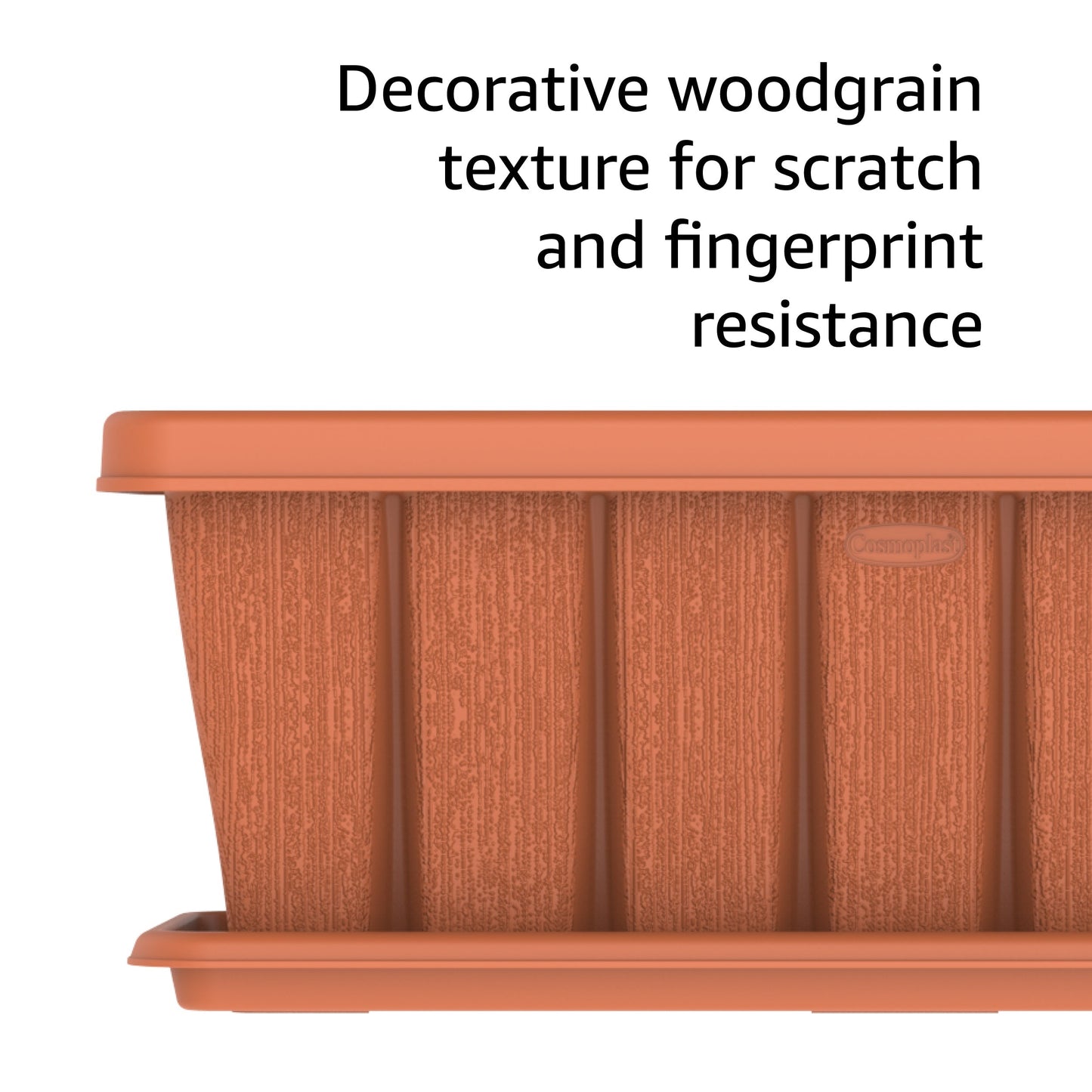 24" Cedargrain Rectangular Planter with Tray - Cosmoplast Qatar