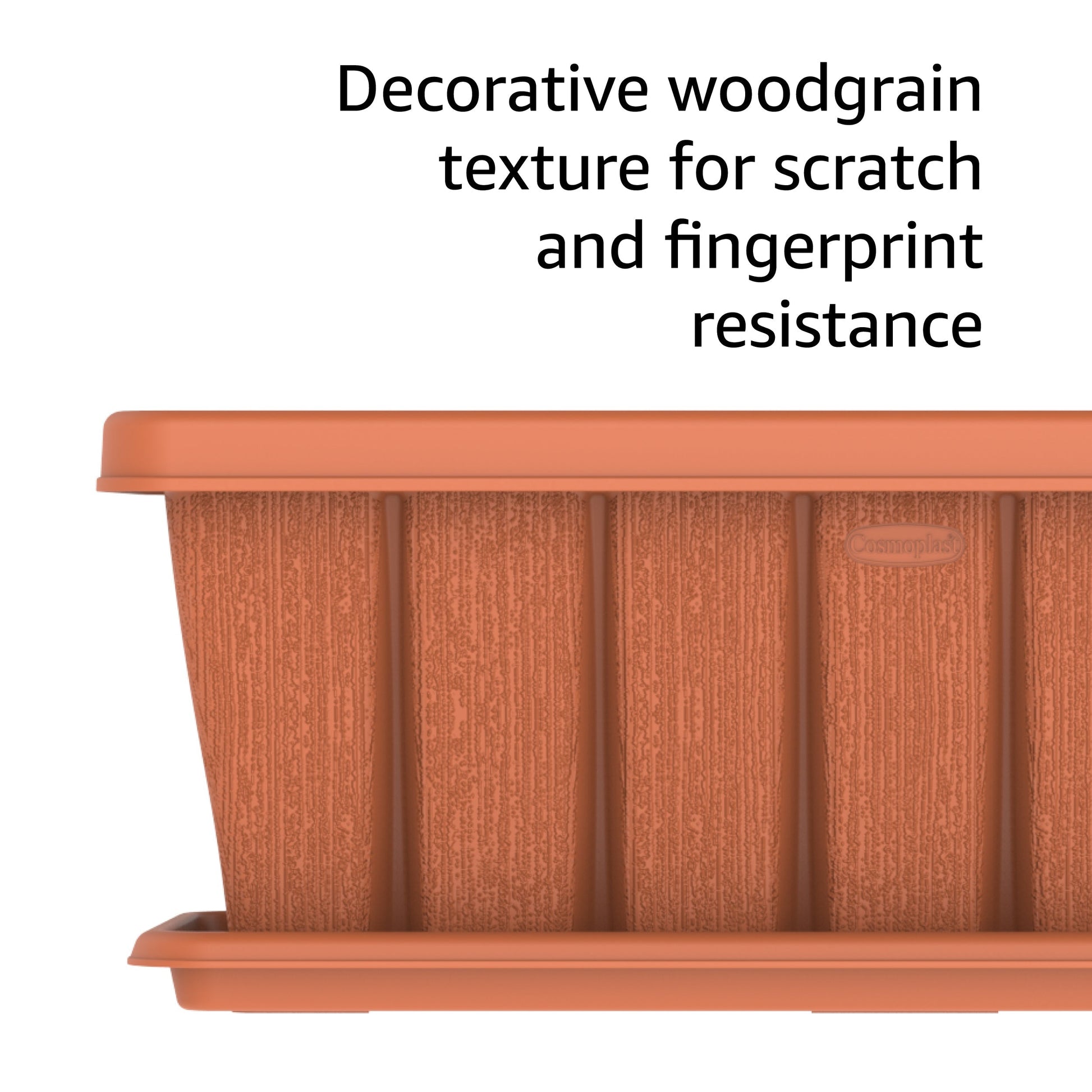 24" Cedargrain Rectangular Planter with Tray - Cosmoplast Qatar