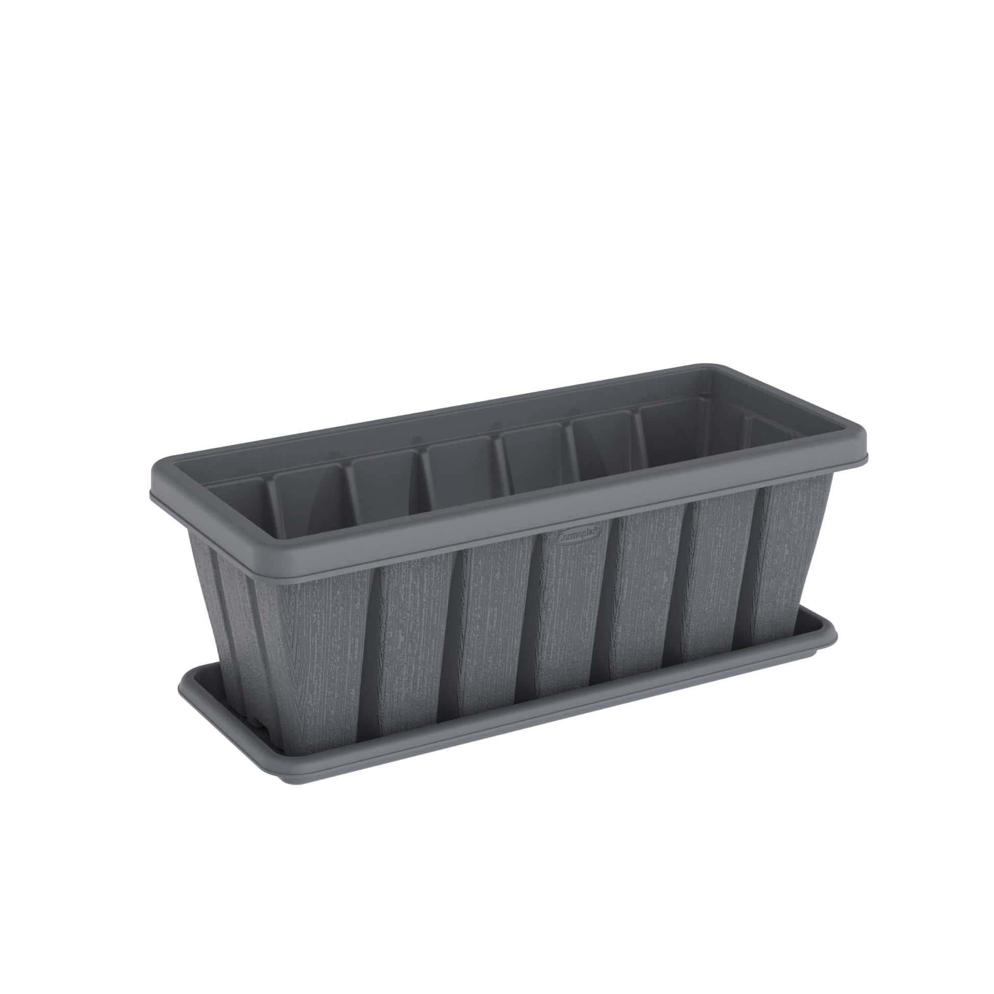 24" Cedargrain Rectangular Planter with Tray - Cosmoplast Qatar