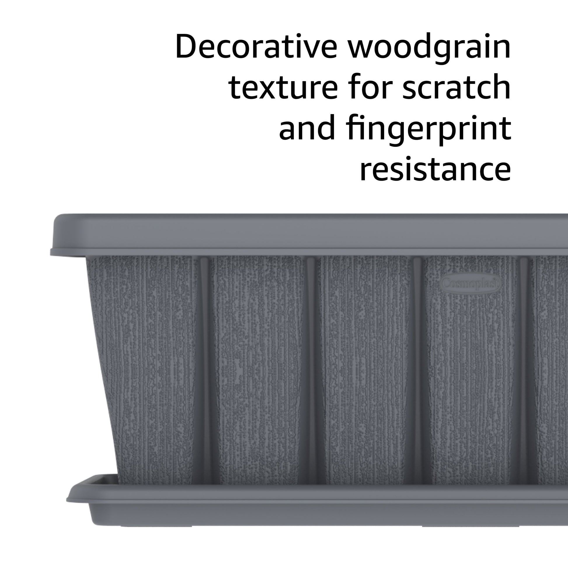 24" Cedargrain Rectangular Planter with Tray - Cosmoplast Qatar