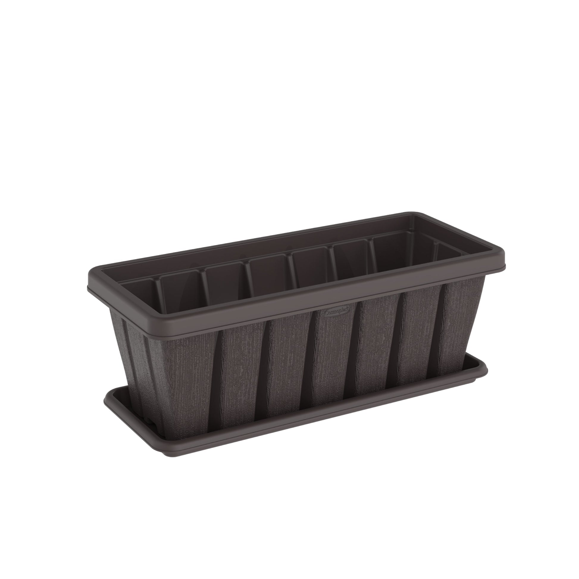 24" Cedargrain Rectangular Planter with Tray - Cosmoplast Qatar