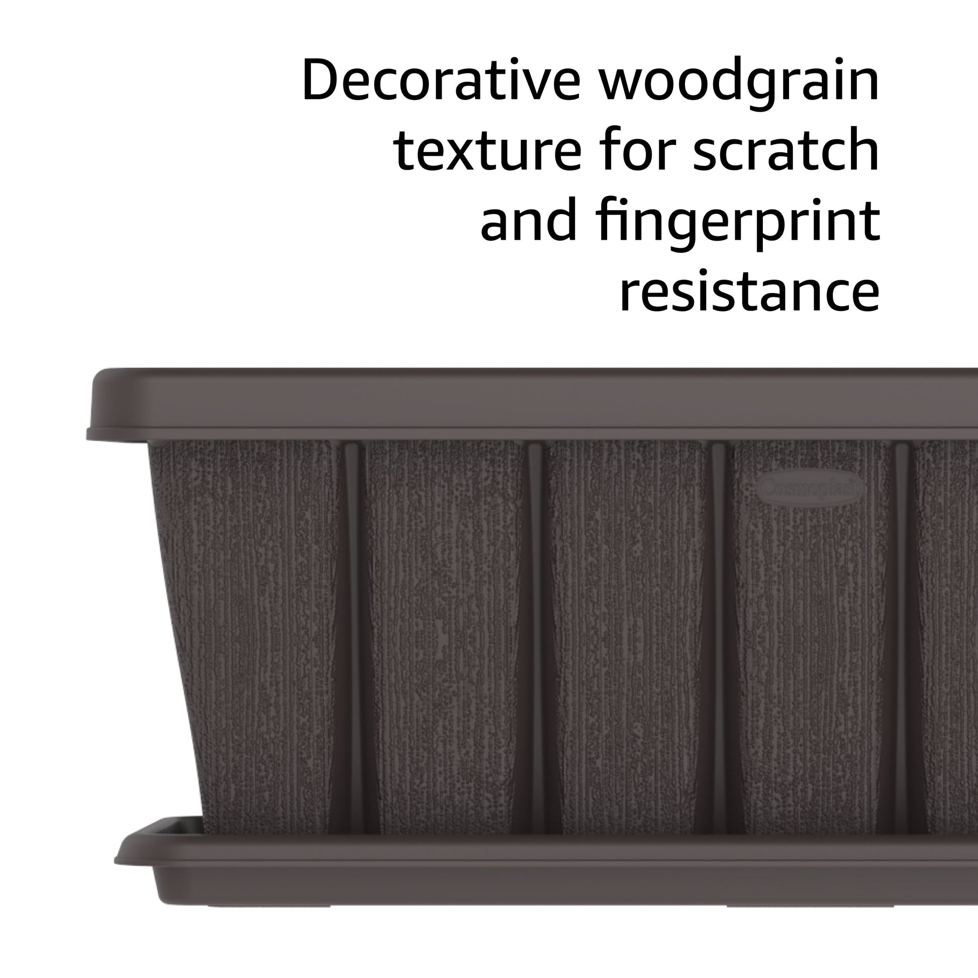 24" Cedargrain Rectangular Planter with Tray - Cosmoplast Qatar