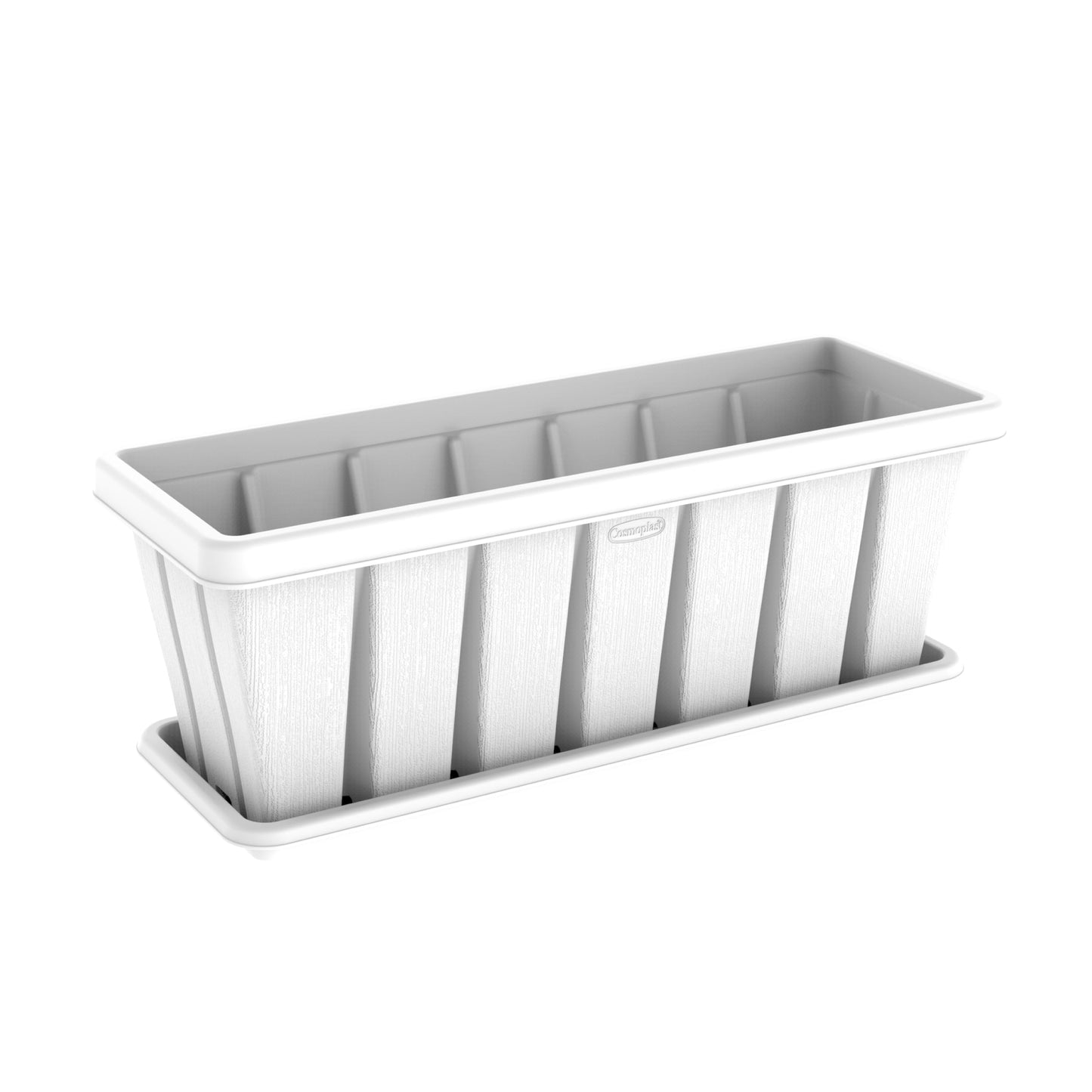 30" Cedargrain Rectangular Planter with Tray - Cosmoplast Qatar