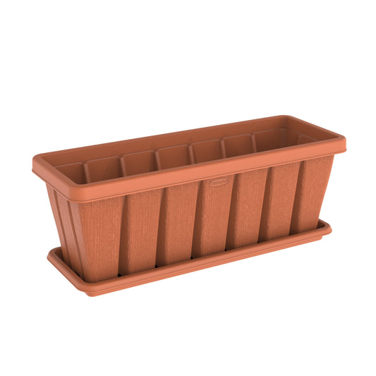 30" Cedargrain Rectangular Planter with Tray - Cosmoplast Qatar