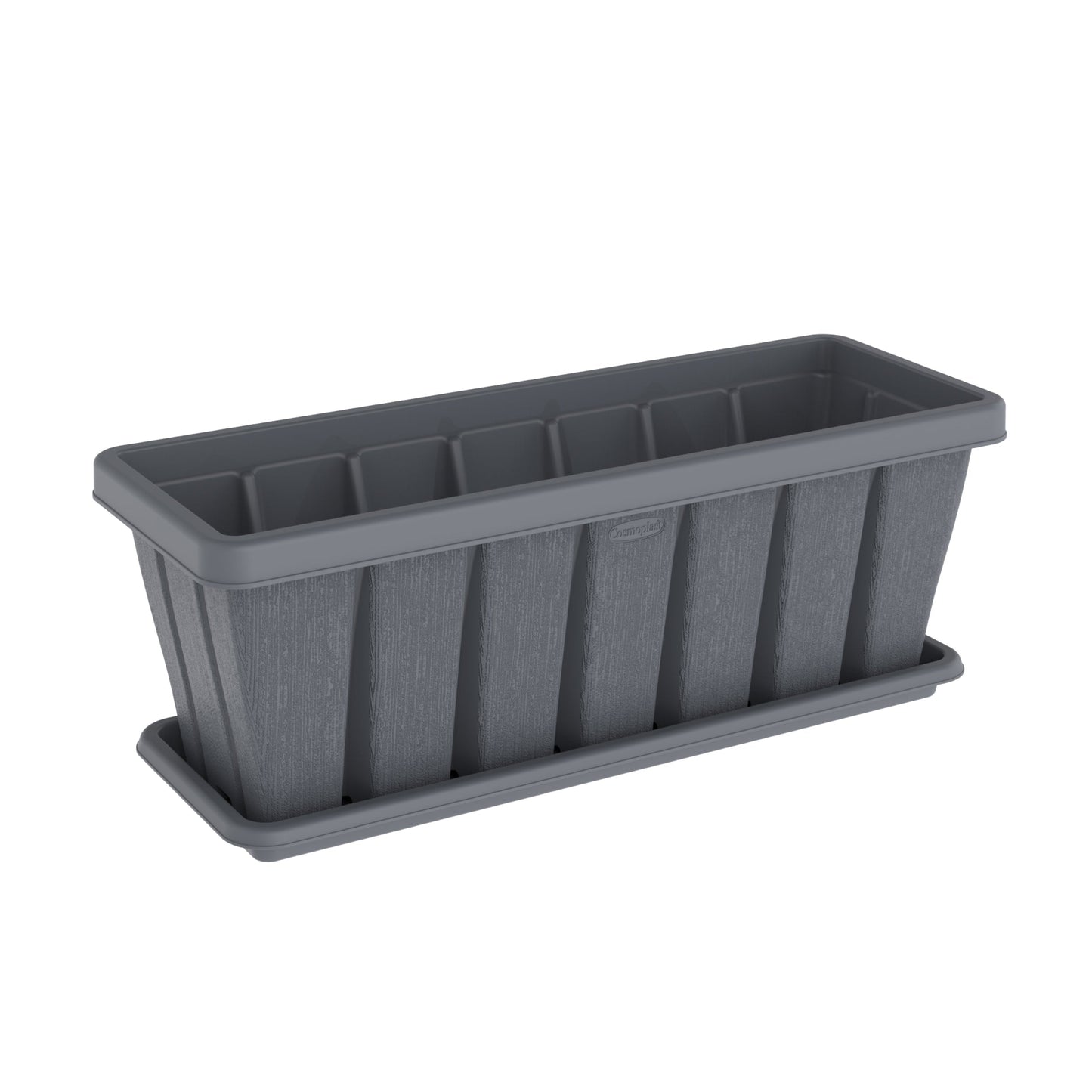 30" Cedargrain Rectangular Planter with Tray - Cosmoplast Qatar