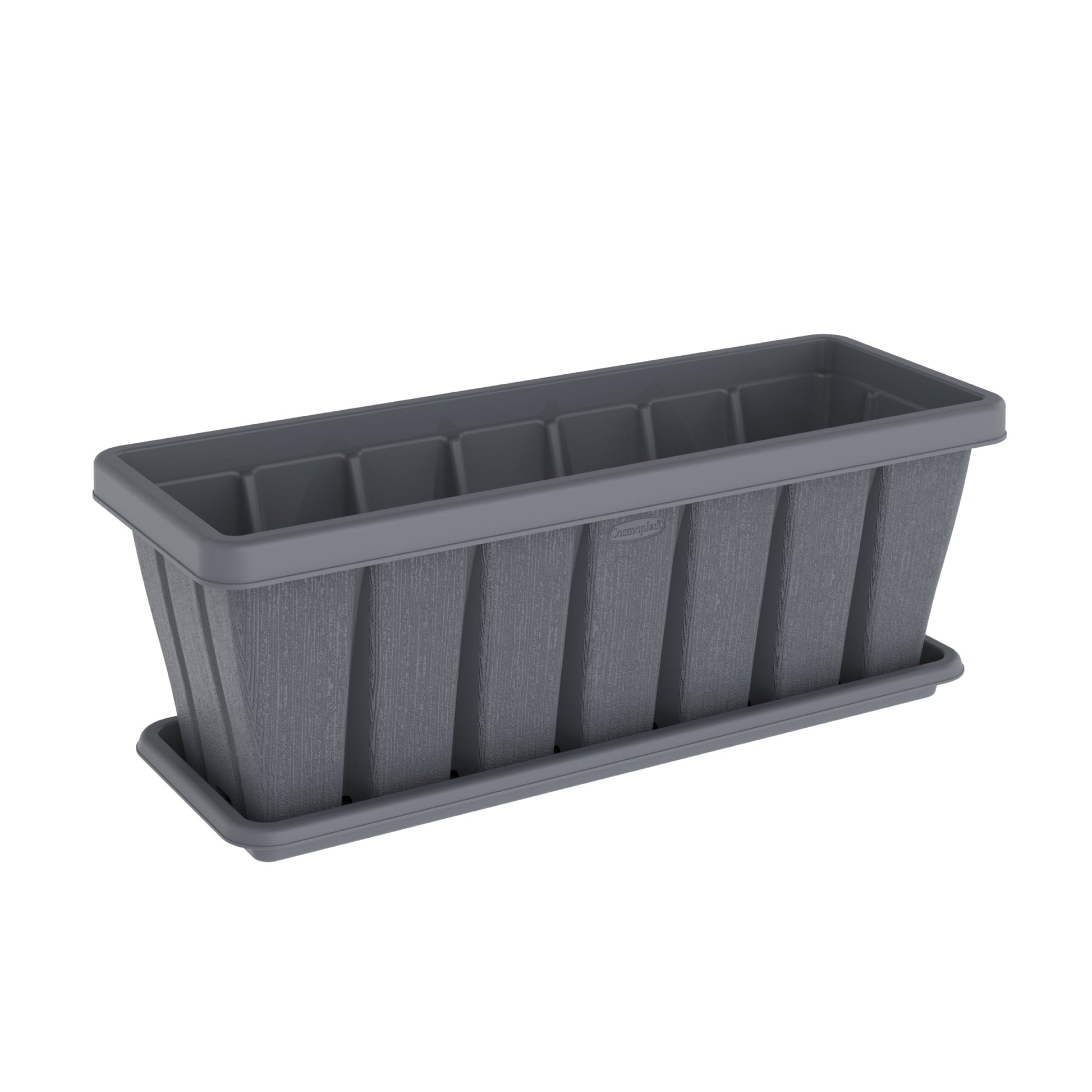 30" Cedargrain Rectangular Planter with Tray - Cosmoplast Qatar