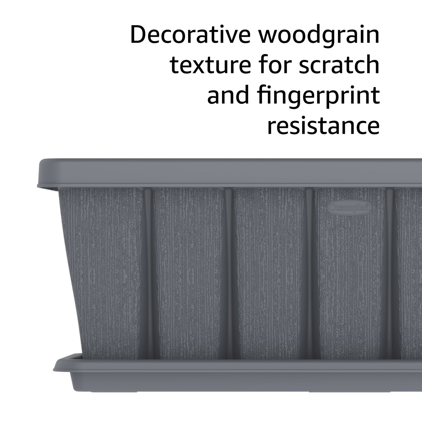 30" Cedargrain Rectangular Planter with Tray - Cosmoplast Qatar