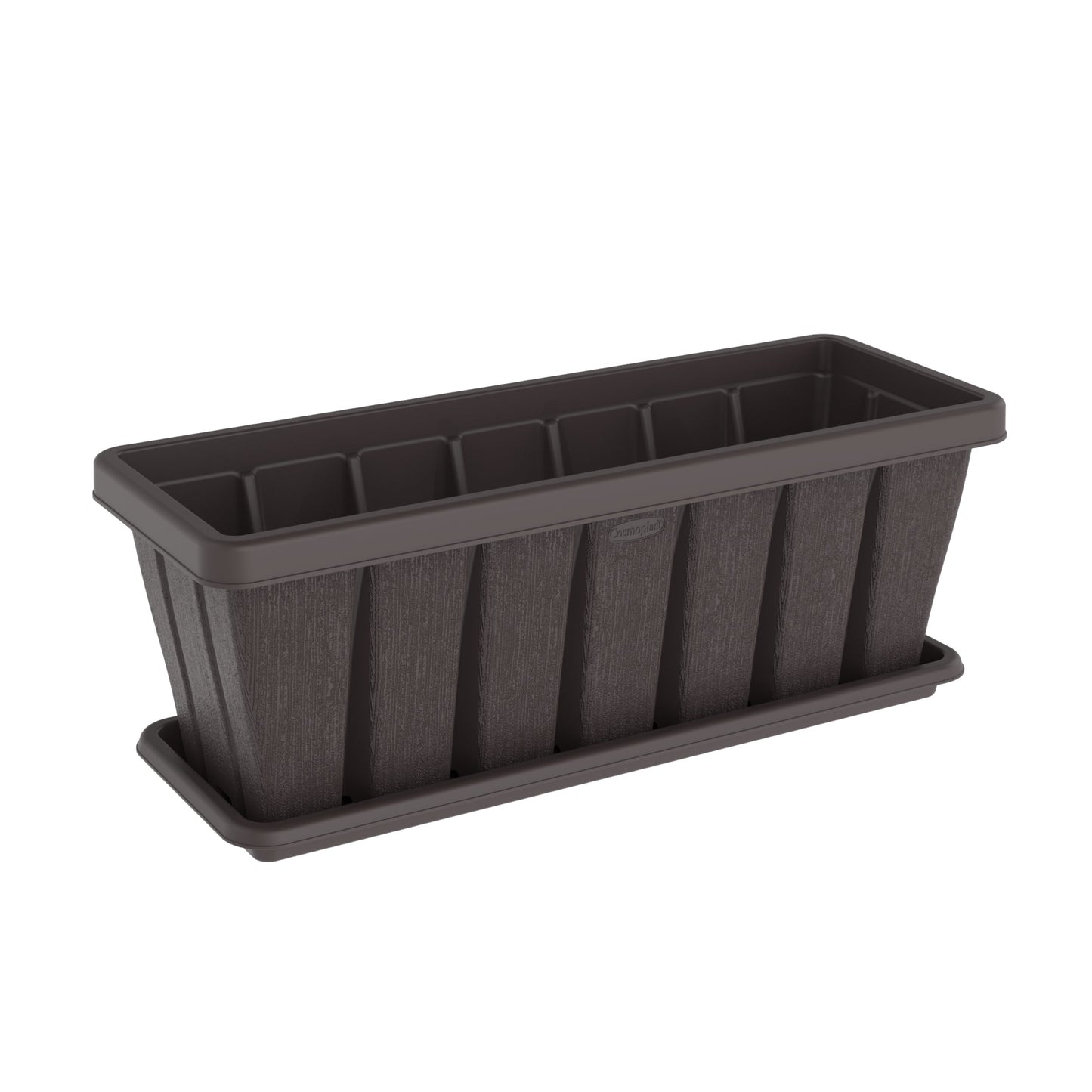 30" Cedargrain Rectangular Planter with Tray - Cosmoplast Qatar