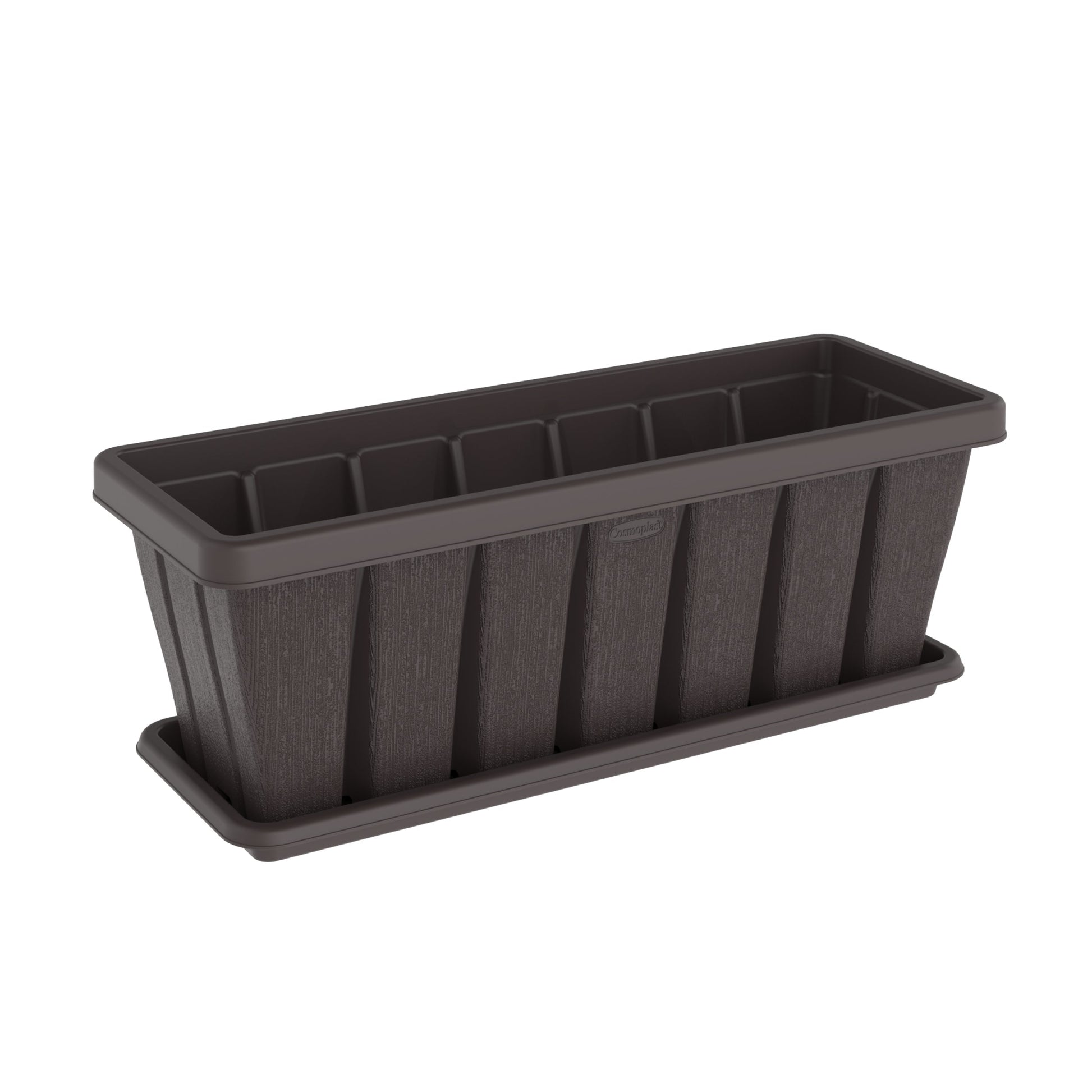 30" Cedargrain Rectangular Planter with Tray - Cosmoplast Qatar
