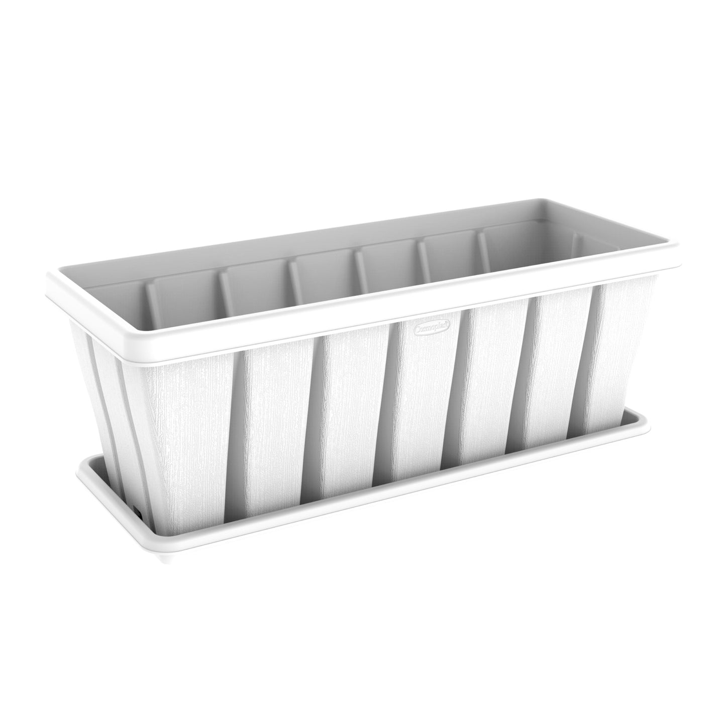 36" Cedargrain Rectangular Planter with Tray - Cosmoplast Qatar