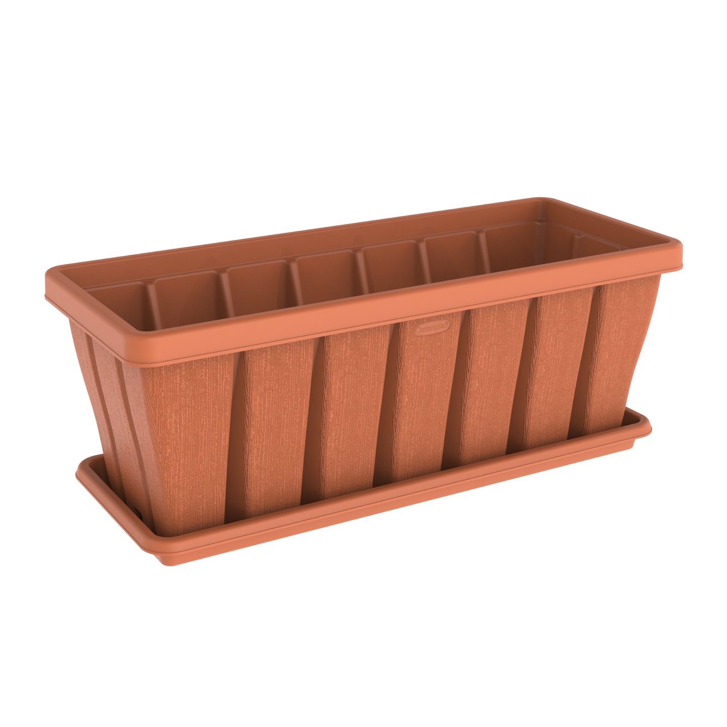 36" Cedargrain Rectangular Planter with Tray - Cosmoplast Qatar