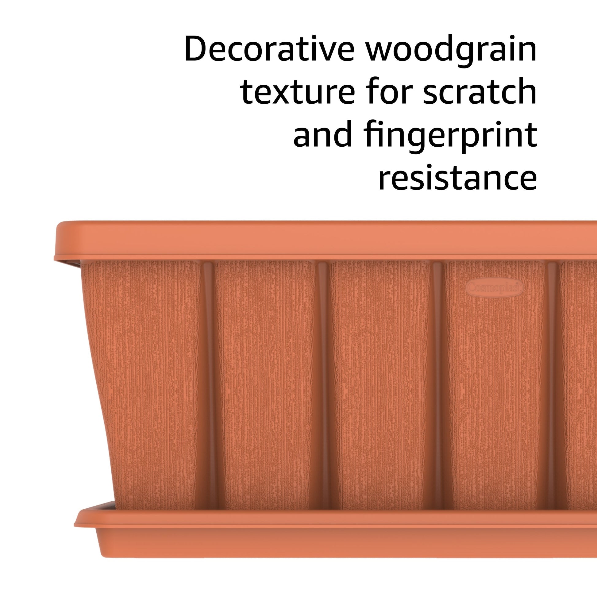 36" Cedargrain Rectangular Planter with Tray - Cosmoplast Qatar