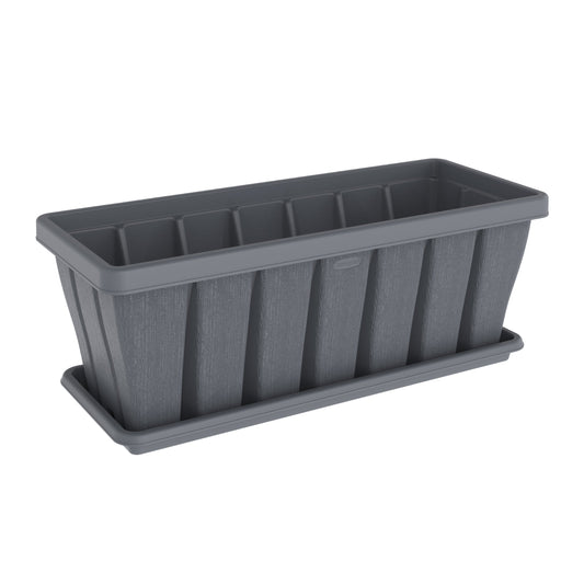 36" Cedargrain Rectangular Planter with Tray - Cosmoplast Qatar
