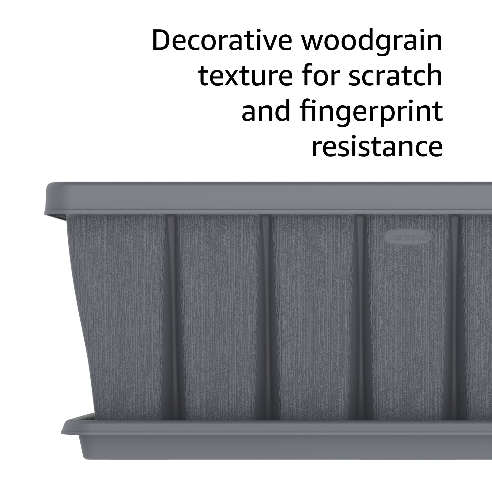 36" Cedargrain Rectangular Planter with Tray - Cosmoplast Qatar