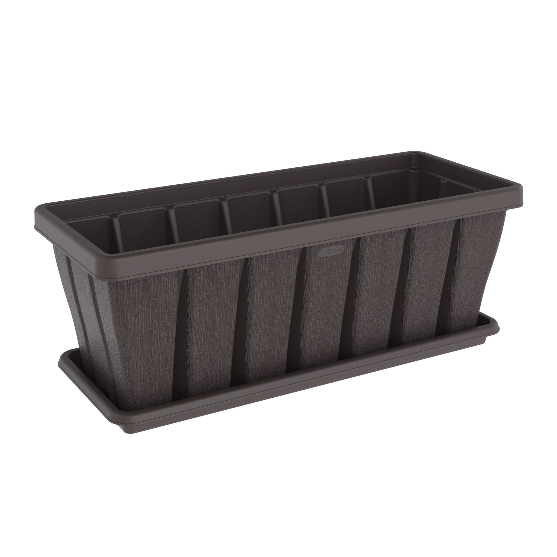 36" Cedargrain Rectangular Planter with Tray - Cosmoplast Qatar