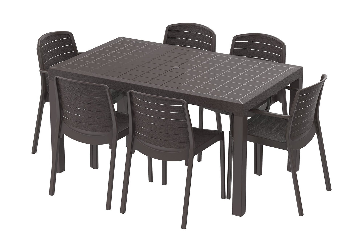 Cedargrain 6-seater Outdoor Dining Set of Table & Chairs - Cosmoplast Qatar