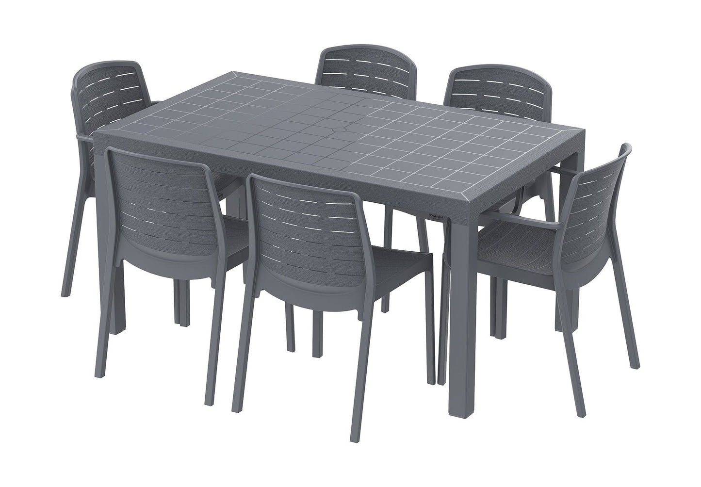 Cedargrain 6-seater Outdoor Dining Set of Table & Chairs - Cosmoplast Qatar