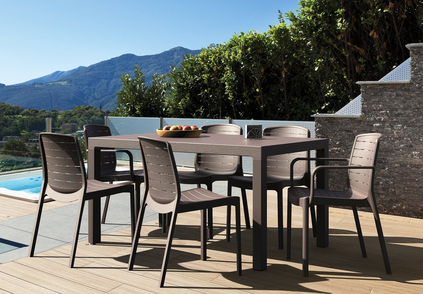 Cedargrain 6-seater Outdoor Dining Set of Table & Chairs - Cosmoplast Qatar