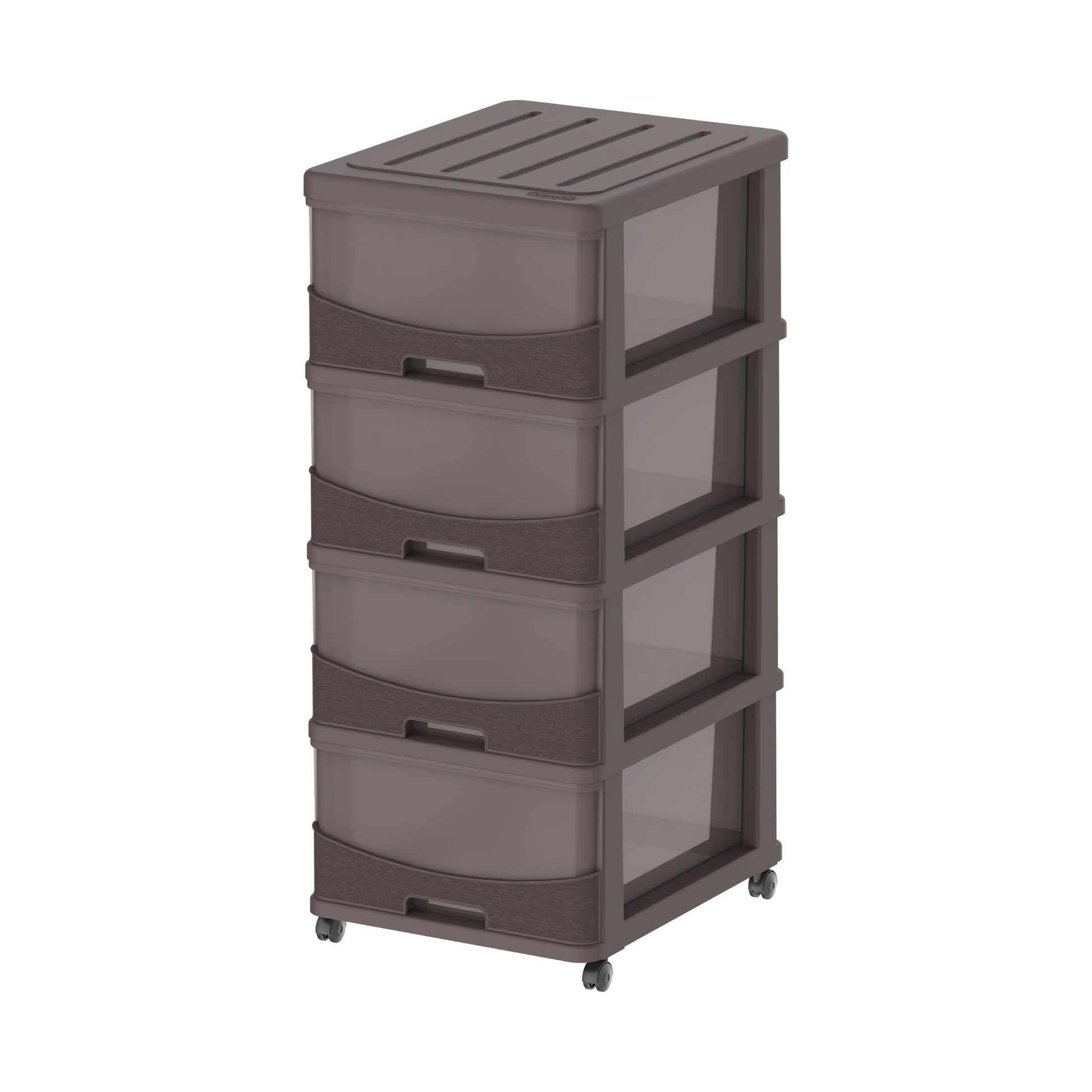 Cedargrain 4 Tiers Storage Cabinet with Drawers & Wheels - Cosmoplast Qatar