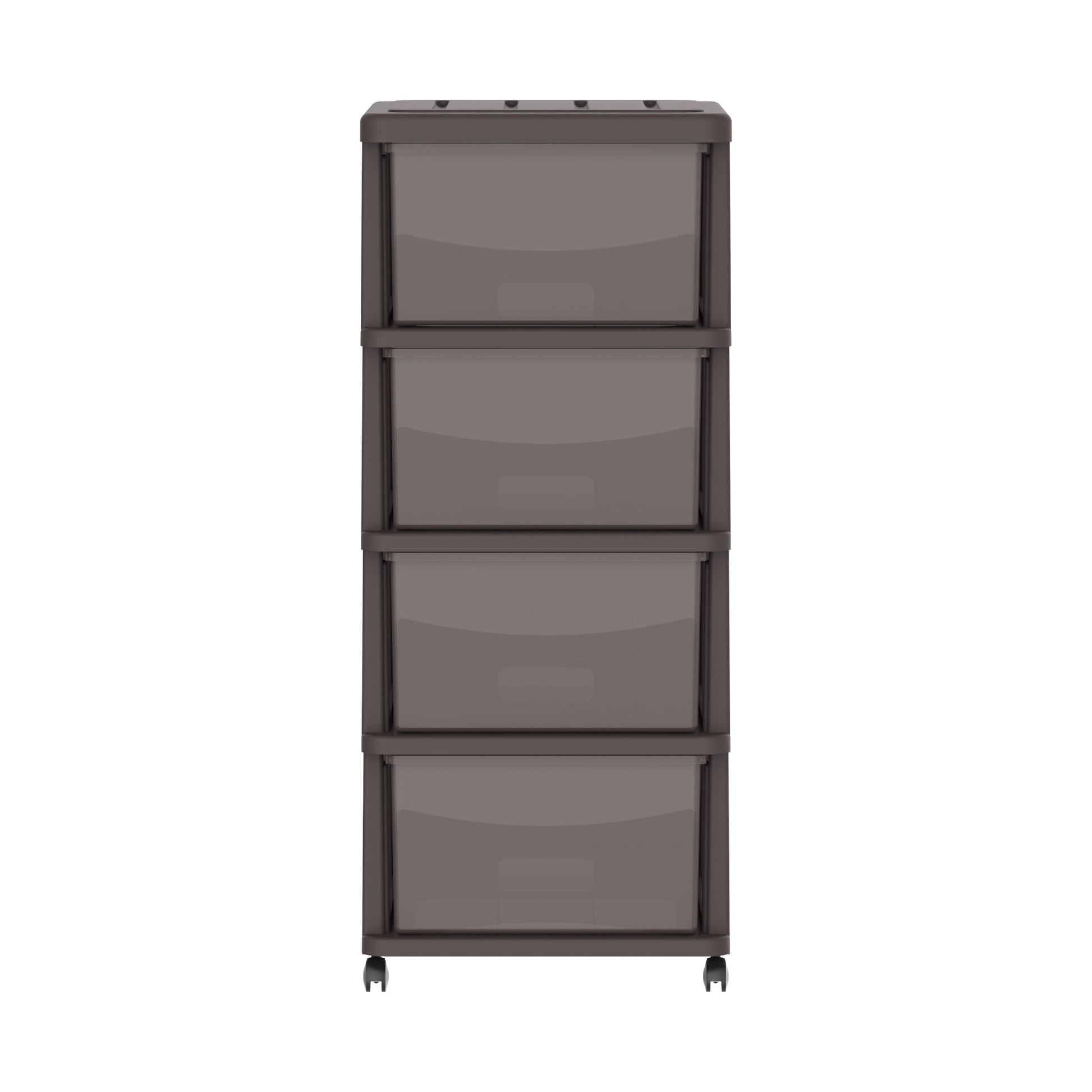 Cedargrain 4 Tiers Storage Cabinet with Drawers & Wheels - Cosmoplast Qatar