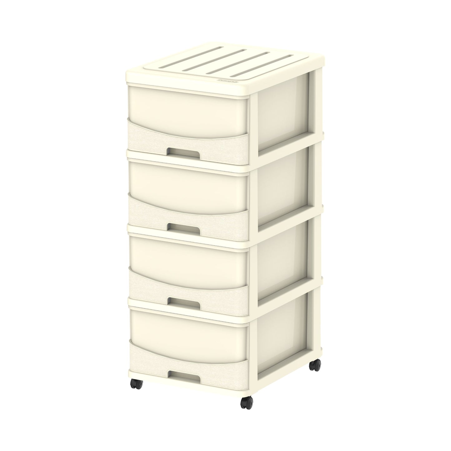 Cedargrain 4 Tiers Storage Cabinet with Drawers & Wheels - Cosmoplast Qatar