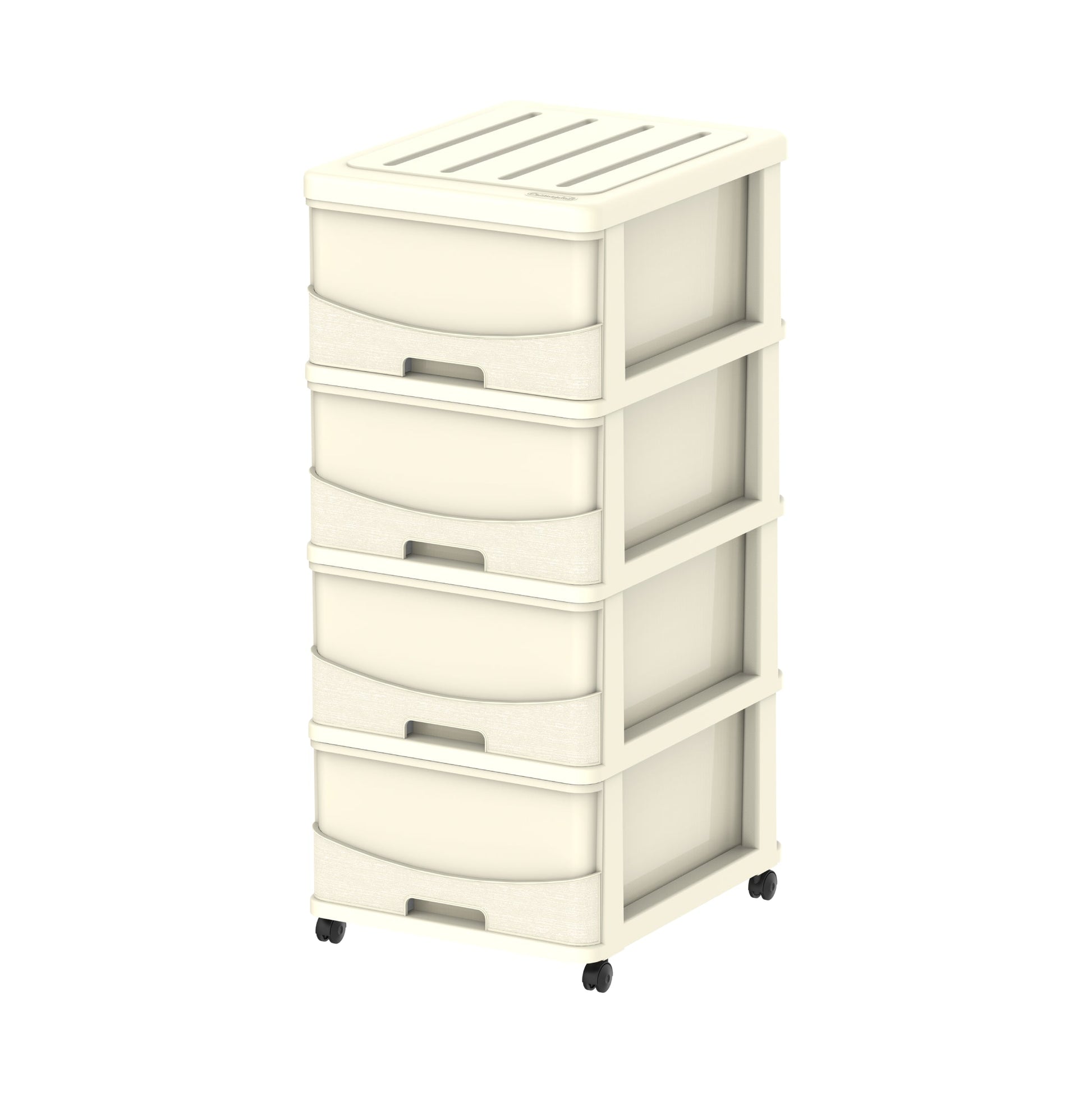Cedargrain 4 Tiers Storage Cabinet with Drawers & Wheels - Cosmoplast Qatar