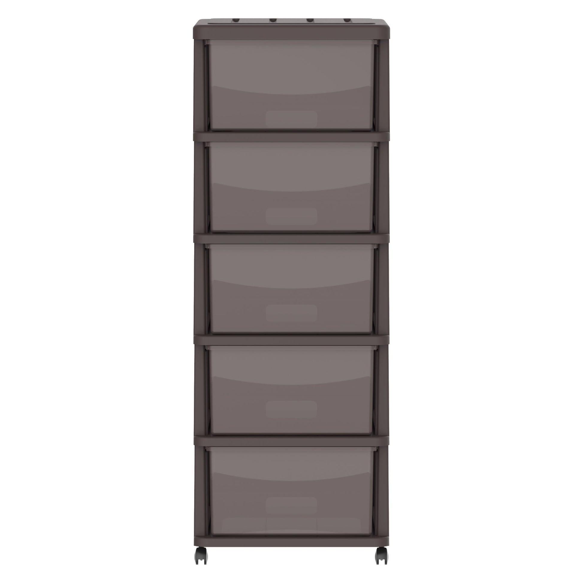 Cedargrain 5 Tiers Storage Cabinet with Drawers & Wheels - Cosmoplast Qatar