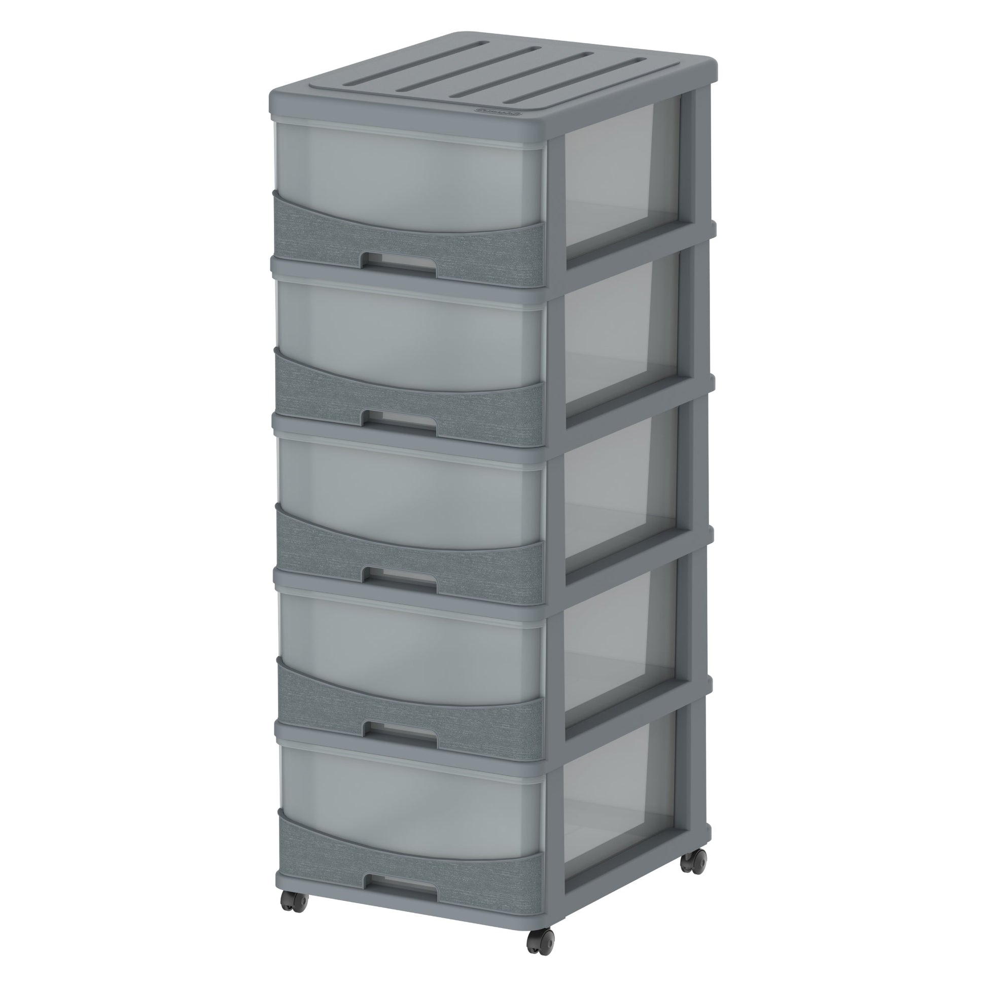 Cedargrain 5 Tiers Storage Cabinet with Drawers & Wheels - Cosmoplast Qatar