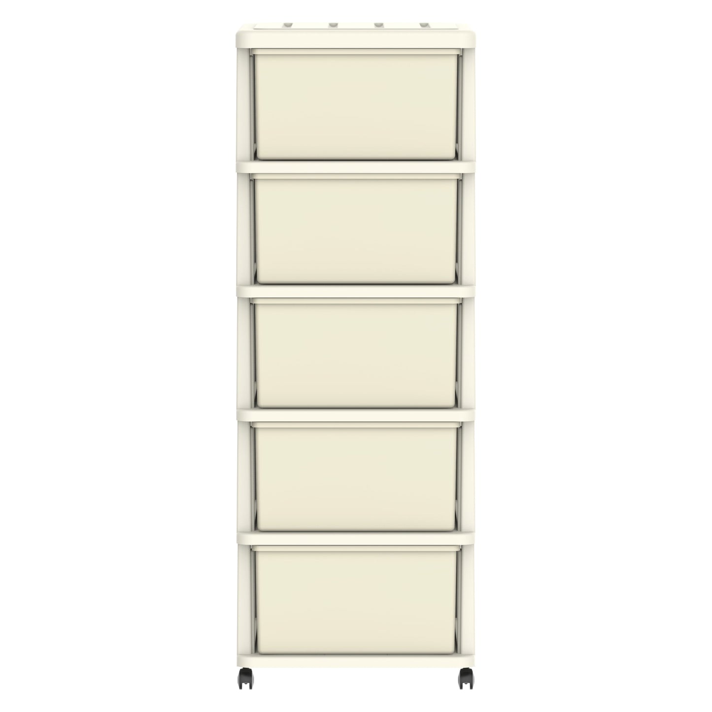 Cedargrain 5 Tiers Storage Cabinet with Drawers & Wheels - Cosmoplast Qatar