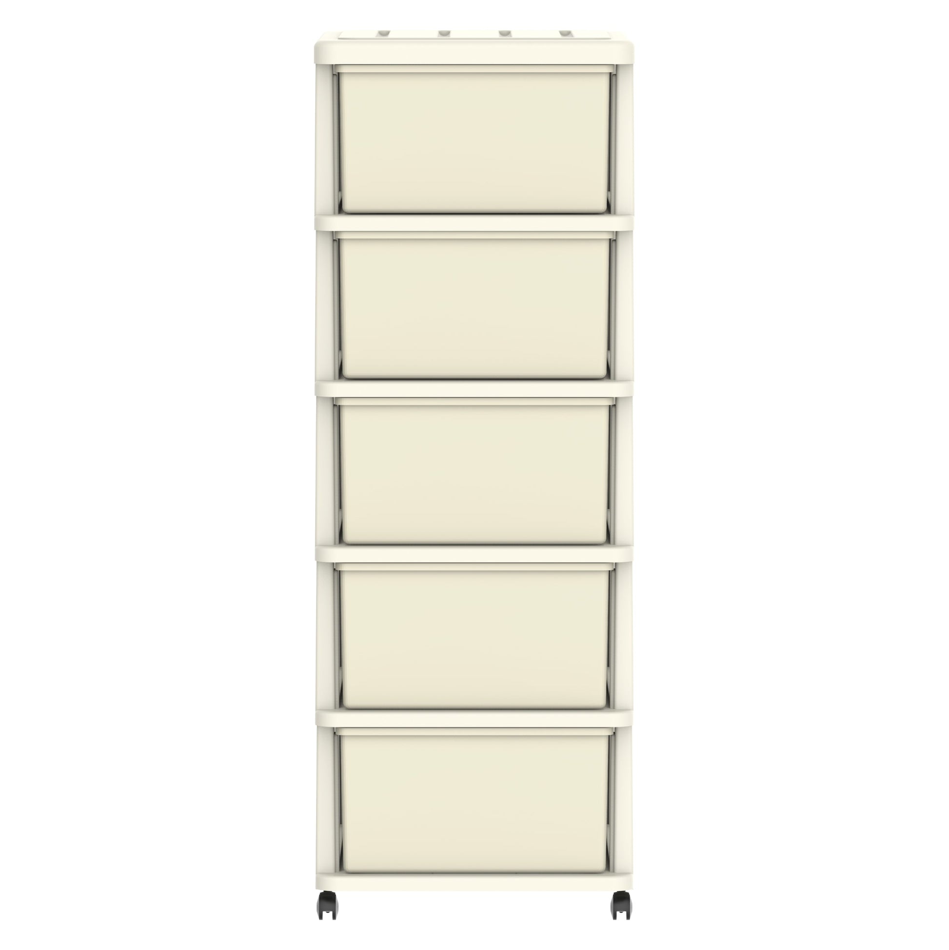 Cedargrain 5 Tiers Storage Cabinet with Drawers & Wheels - Cosmoplast Qatar