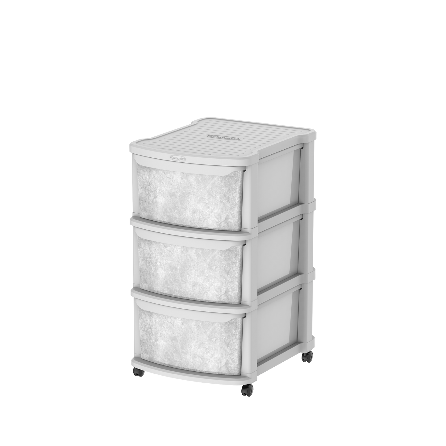 Ceramic 3 Tiers Multipurpose Storage Cabinet with Wheels - Cosmoplast Qatar