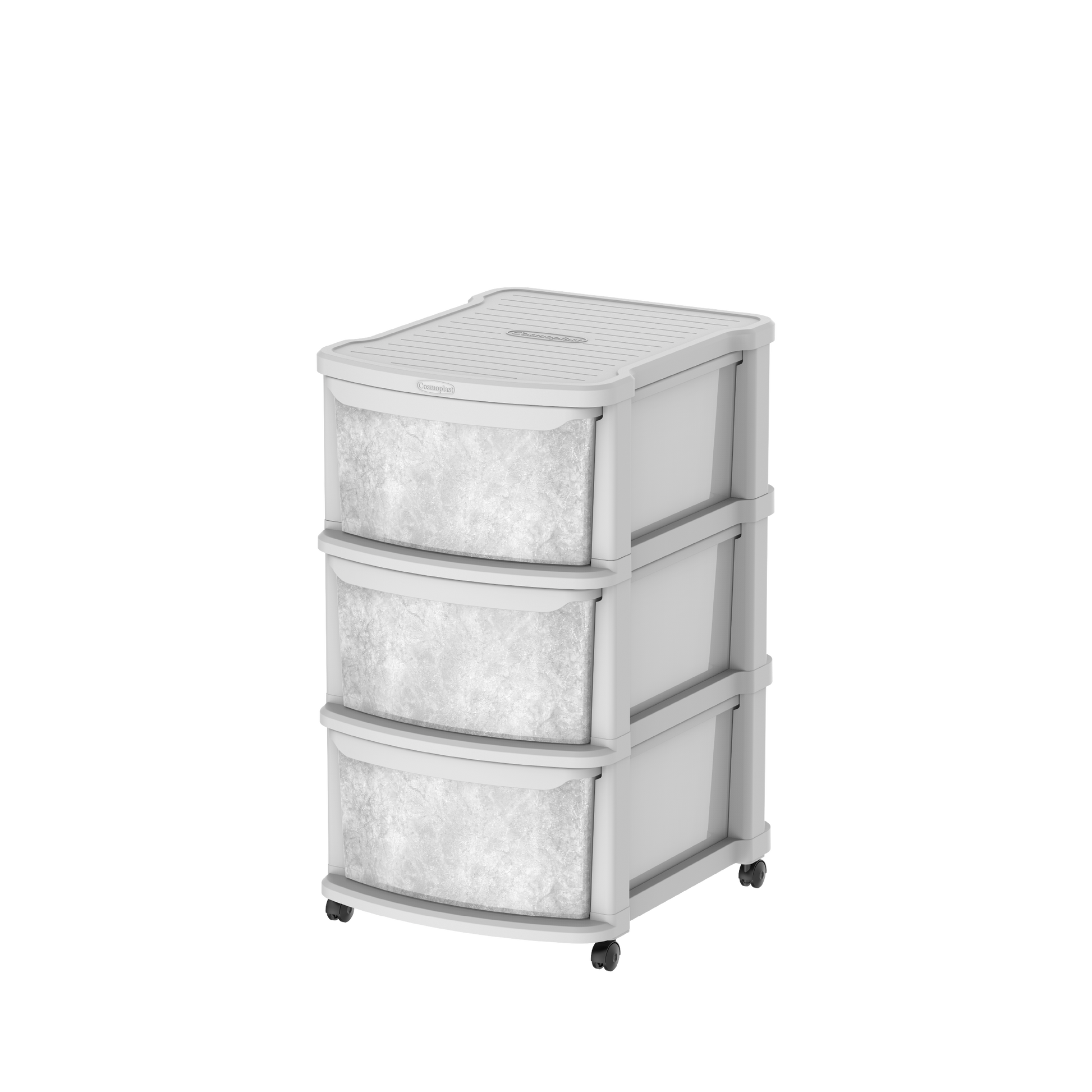 Ceramic 3 Tiers Multipurpose Storage Cabinet with Wheels - Cosmoplast Qatar