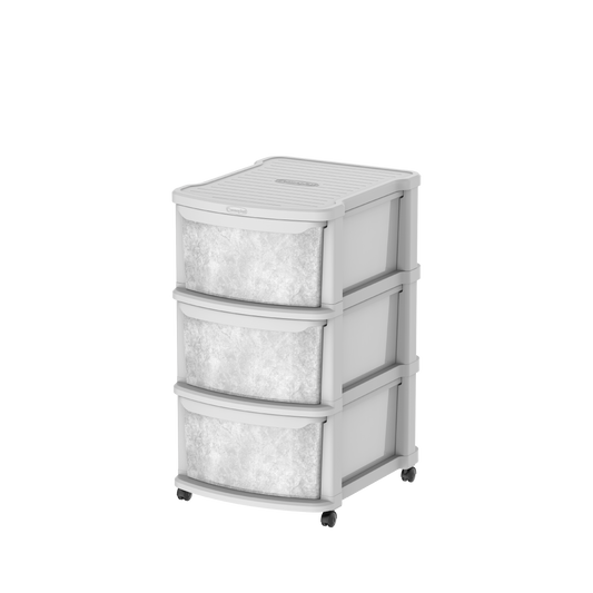 Ceramic 3 Tiers Multipurpose Storage Cabinet with Wheels - Cosmoplast Qatar