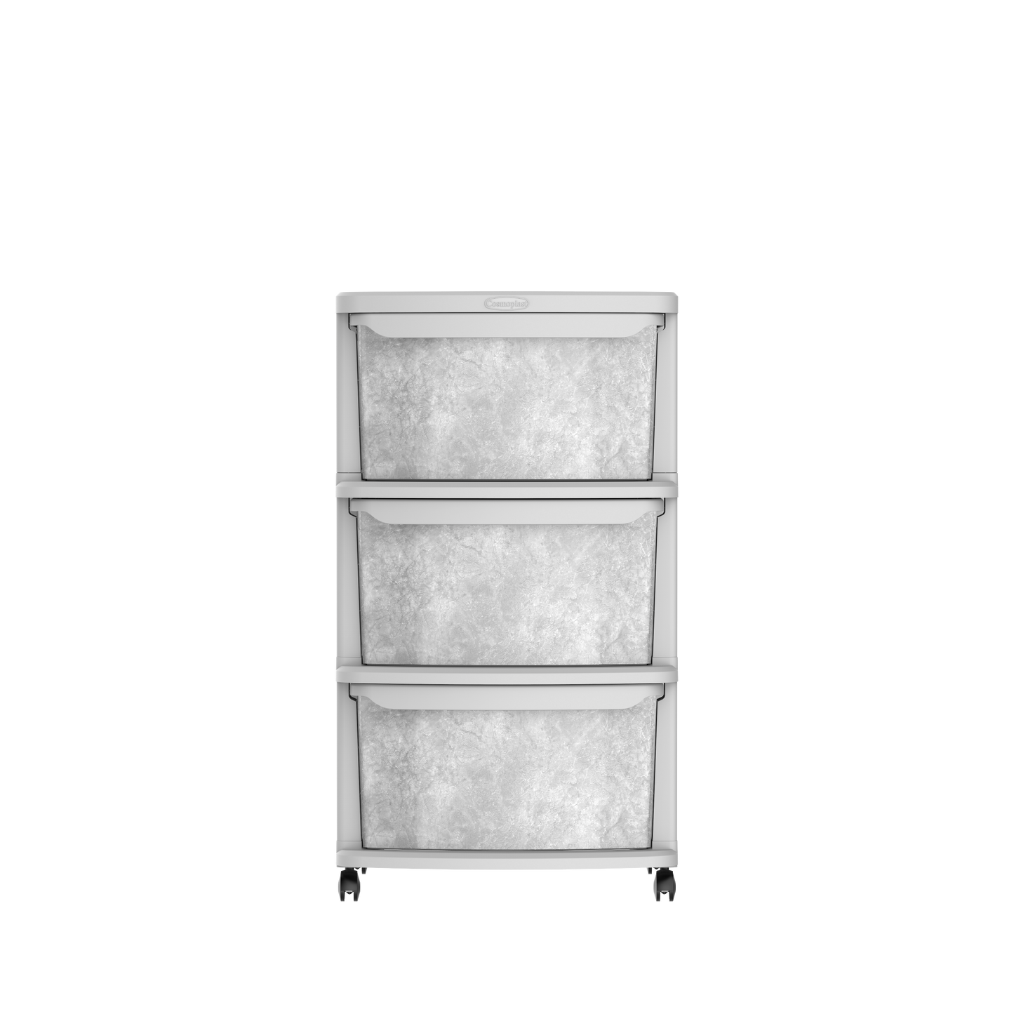 Ceramic 3 Tiers Multipurpose Storage Cabinet with Wheels - Cosmoplast Qatar