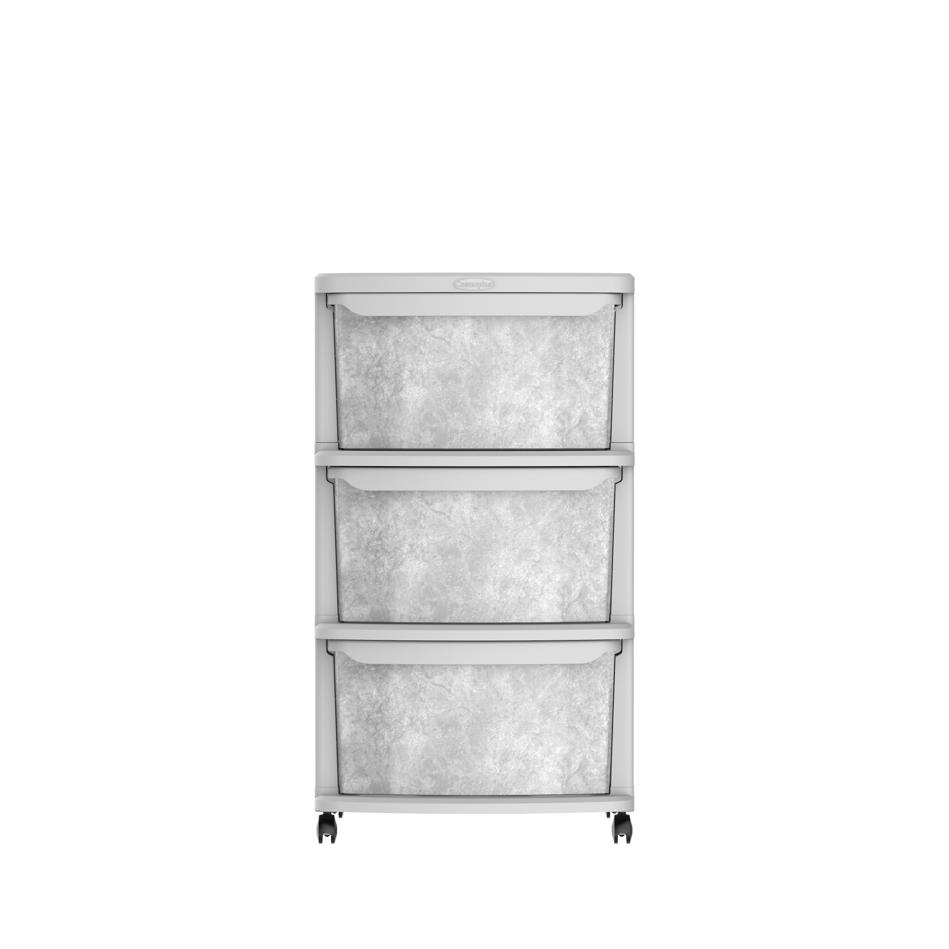 Ceramic 3 Tiers Multipurpose Storage Cabinet with Wheels - Cosmoplast Qatar