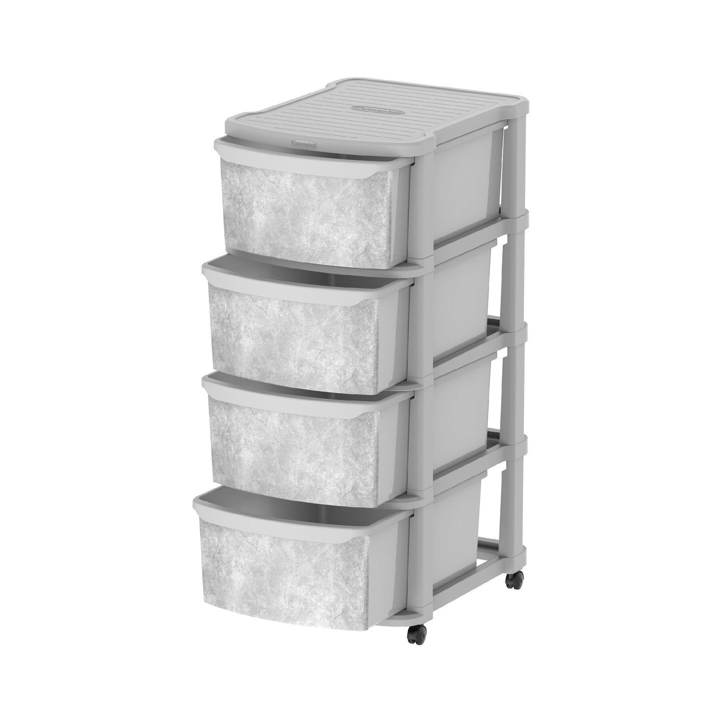 Ceramic 4 Tiers Multipurpose Storage Cabinet with Wheels - Cosmoplast Qatar