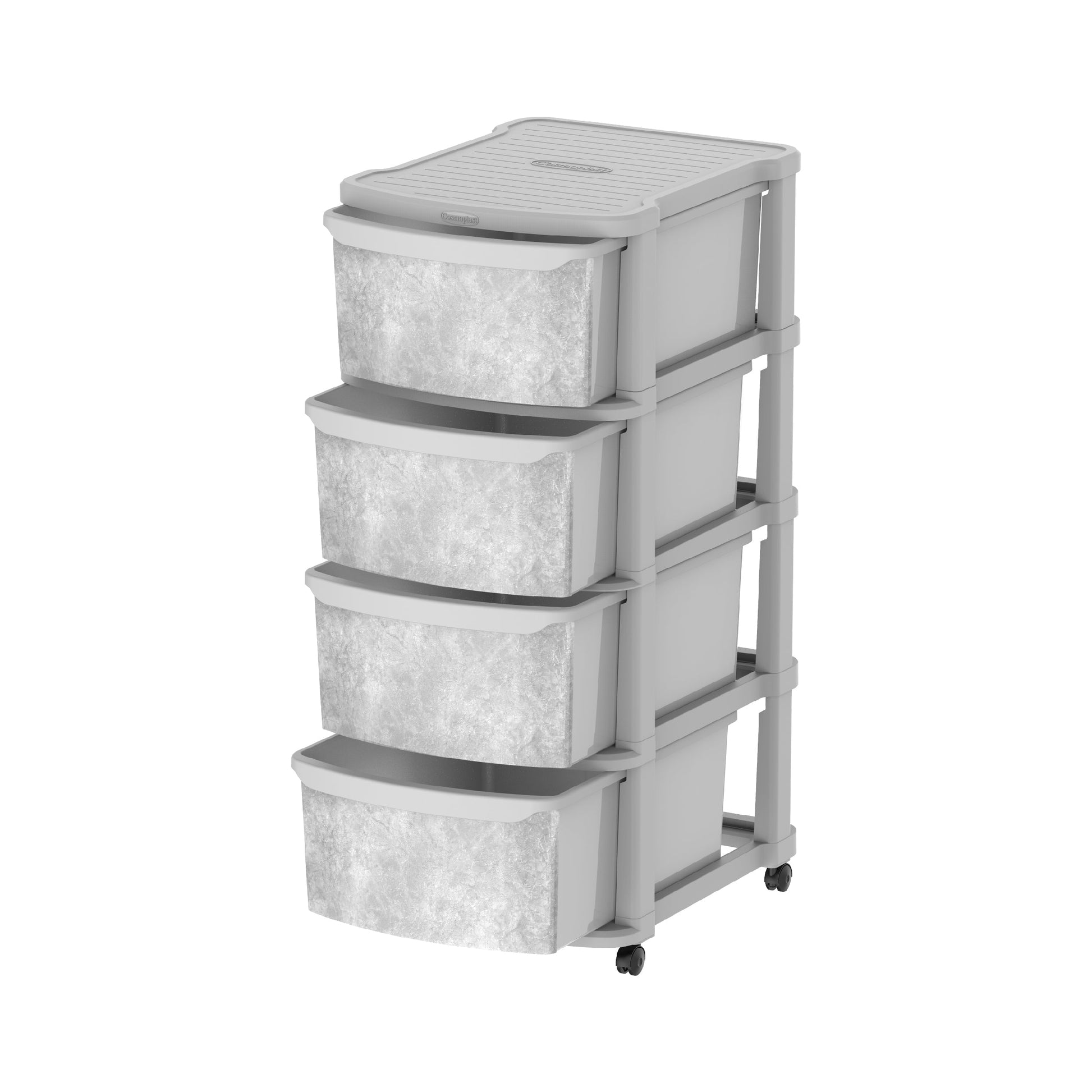 Ceramic 4 Tiers Multipurpose Storage Cabinet with Wheels - Cosmoplast Qatar
