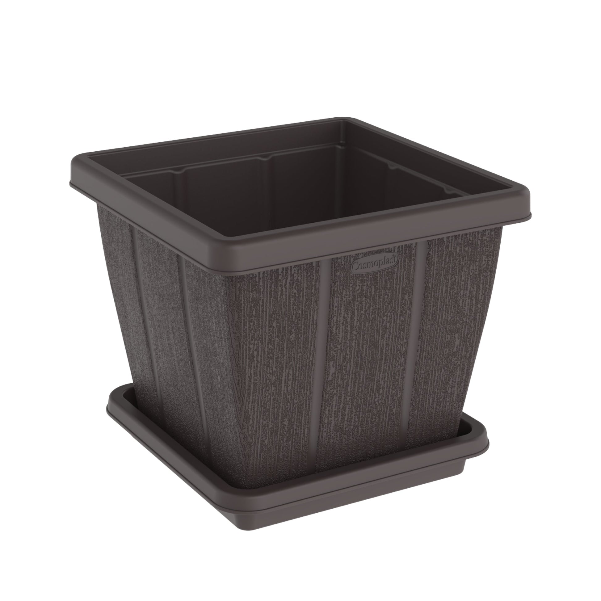 30L Cedargrain Square Planter with Tray - Cosmoplast Qatar