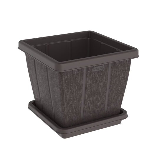 30L Cedargrain Square Planter with Tray - Cosmoplast Qatar