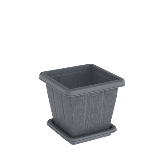 10L Cedargrain Square Planter with Tray - Cosmoplast Qatar