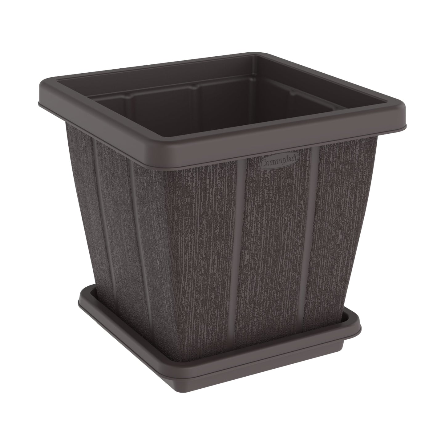 45L Cedargrain Square Planter with Tray - Cosmoplast Qatar